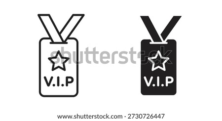 Vip pass icons for design. Easily editable stroke. Modern flat design.