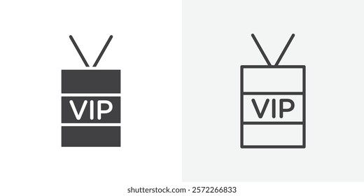 VIP pass icons. flat and line style set