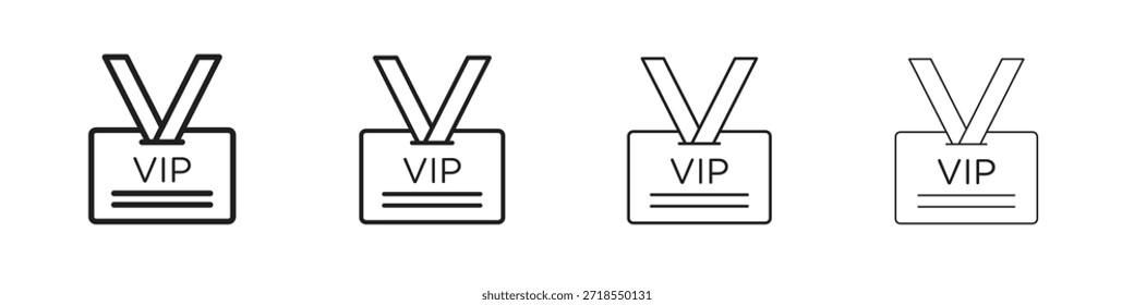 Iconos del pase del VIP, sistema de iconos lineales. Iconos lineales negros de la palma
