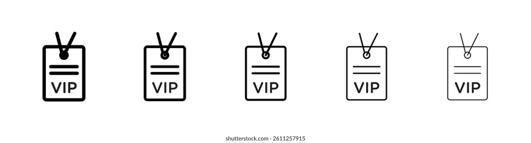 VIP pass icons vector set in different stroke line style