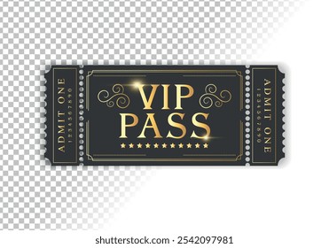 VIP pass template. Suitable for festival, cinema, theater, concert, casino, circus, event tickets. Vector illustration