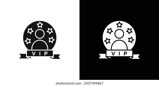 vip person icon Flat vector set outline