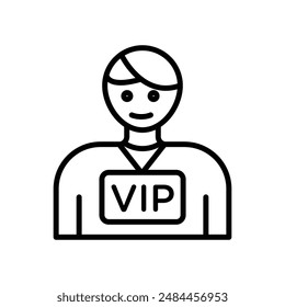 vip person linear logo mark in black and white