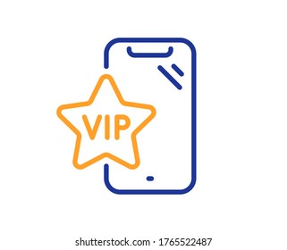 Vip phone line icon. Very important person smartphone sign. Exclusive privilege symbol. Colorful thin line outline concept. Linear style vip phone icon. Editable stroke. Vector