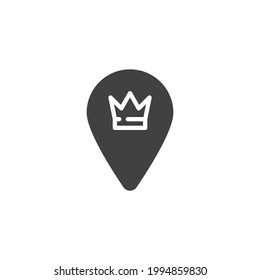 Icono del vector de ubicación VIP. signo plano relleno para concepto móvil y diseño web. icono de glifo del puntero del mapa de vídeo. Símbolo, ilustración del logotipo. Gráficos vectoriales