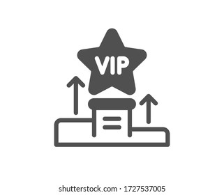 Vip podium icon. Very important person star sign. Member club privilege symbol. Classic flat style. Quality design element. Simple vip podium icon. Vector