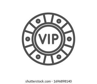 Vip poker chip line icon. Very important person casino sign. Member club privilege symbol. Quality design element. Editable stroke. Linear style vip chip icon. Vector