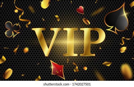 VIP poker Luxury vip invitation with confetti Celebration party Gambling banner background.