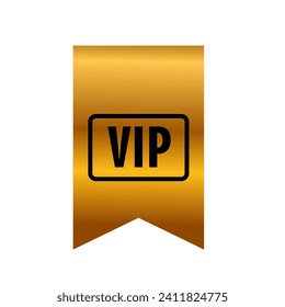 Icono de afiche VIP. Plano, oro, diseño de botones, icono de afiche VIP. Icono de vector