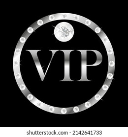 VIP premium banner  with silver elements and diamonds