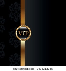 VIP Premium black casino background with golden frame and floral seamless ornament	
