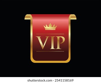 VIP premium e sinal exclusivo e coroa isolados no fundo preto