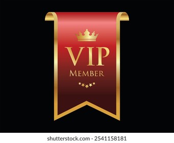 VIP premium e sinal exclusivo e coroa isolados no fundo preto