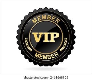 VIP premium membership golden badge on white background