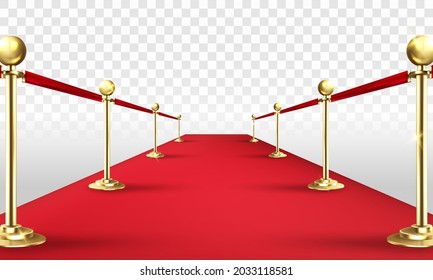 VIP Red carpet and golden barriers realistic 3d vector illustration