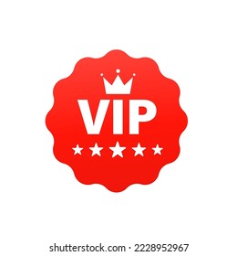 Diseño de estampado VIP rojo VIP VIP con corona, placa roja o logotipo en estilo de sello de caucho y estrellas. Ilustración del vector