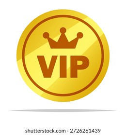 VIP round gold sign vector isolated illustration