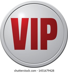 VIP round Red and White Glossy Icon.