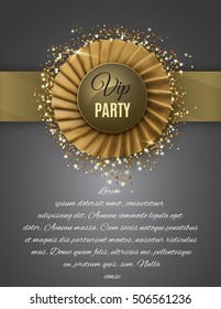 Vip satin rosette with sparkling dots.