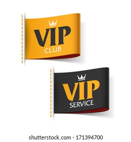 Serviço VIP e rótulos VIP Club. Vetor.