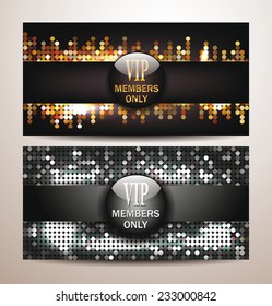 VIP shiny cards with disco background
