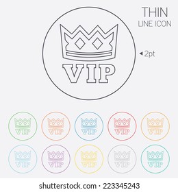 Vip sign icon. Membership symbol. Very important person. Thin line circle web icons with outline. Vector