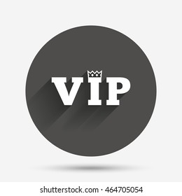 Vip sign icon. Membership symbol. Very important person. Circle flat button with shadow. Vector