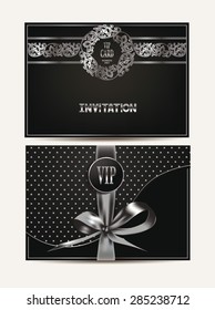 VIP  silver envelope  with floral design elements