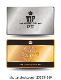 VIP silver and gold cards with geometric texture