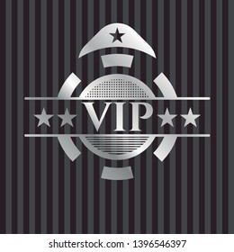 VIP silvery shiny badge. Vector Illustration. Mosaic.