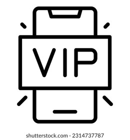 Vector de contorno de icono Vip smartphone. Fiesta de eventos. Concierto famoso