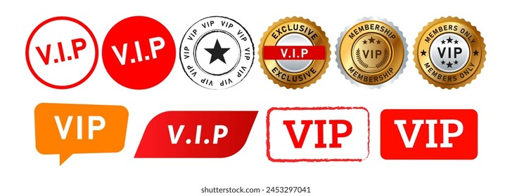 VIP Stempel Sprechblase und Siegel Abzeichen Etiketten Ticker Zeichen für exklusive Premium Mitgliedschaft