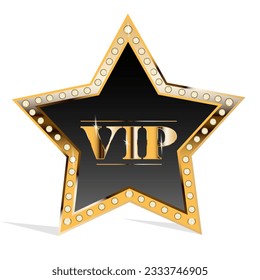 VIP star with golden elements and diamonds. Isolated on white background. vector illustration.