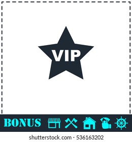 Vip star icon flat. Simple vector symbol and bonus icon