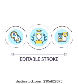 VIP status loop concept icon. Premium client. Personalised approach. Business strategy abstract idea thin line illustration. Isolated outline drawing. Editable stroke. Arial font used