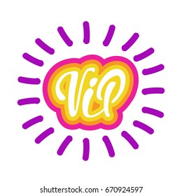 Vip Sticker For Girls Social Media Network Message Badges Design Vector Illustration