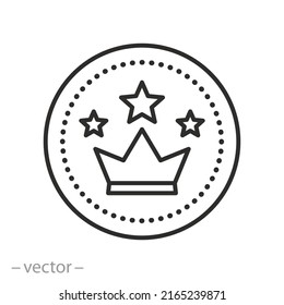 vip superiority icon, superior top, premium quality label, thin line symbol on white background - editable stroke vector illustration