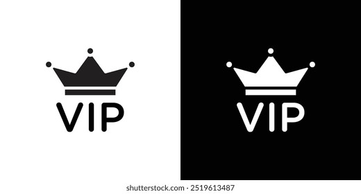 Texto Vip com ícone de coroa logotipo linear isolado