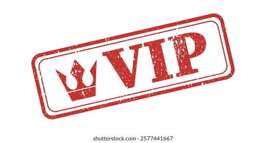 VIP textured stamp with crown symbol red ink vector format scalable vintage