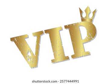 VIP textured stamp with crown symbol on top gold ink vector format scalable vintage