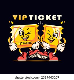 VIP ticket, character mascot. Suitable for logos, mascots, t-shirts, stickers and posters