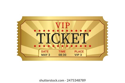 VIP ticket or gold pass isolated on white background