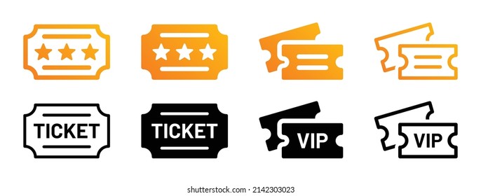 VIP Ticket Icon Collection Isolated On White Background.