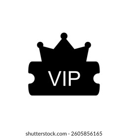 vip ticket icon with crown, simple flat style, illustration, logo sign symbol pictogram template, for ui or ux isolated on white for mobile app, editable