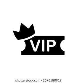vip-Ticket-Symbol mit Krone, einfache flache Stil, Illustration, Logo-Symbol-Piktogramm-Vorlage, für ui oder ux einzeln auf weiß für mobile App, editierbar