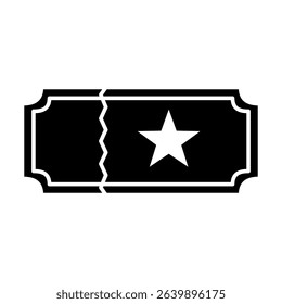vip ticket icon with star, vector illustration, symbol, design logo template pictogram, for ui or ux isolated on white for mobile app, editable