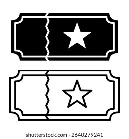 vip ticket icon with star, vector illustration, symbol, design logo template pictogram, for ui or ux isolated on white for mobile app, editable