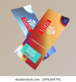 Vip ticket vector 3d gold