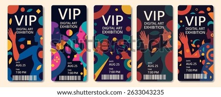 VIP tickets. Vector set abstract creative template for visiting exhibition of women's projects, movement for gender equality and empowerment, cultural ART events, fashion shows, social projects