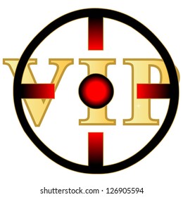 Vip under the red eye on white background